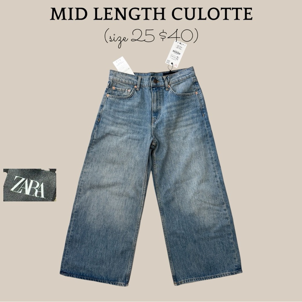 ZaraMid-Length Culotte Jeans — Light Blue